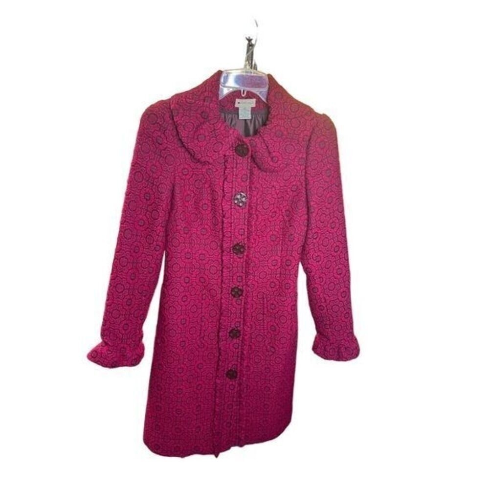 Women's Pink Patterned Button-Front Coat